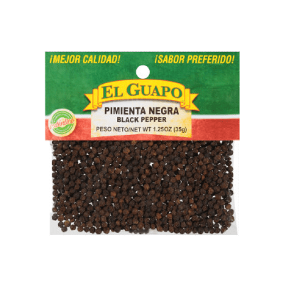El Guapo Pimienta Negra Molida (Pimienta Negra Molida), 1.25 oz (Paquete de  12)
